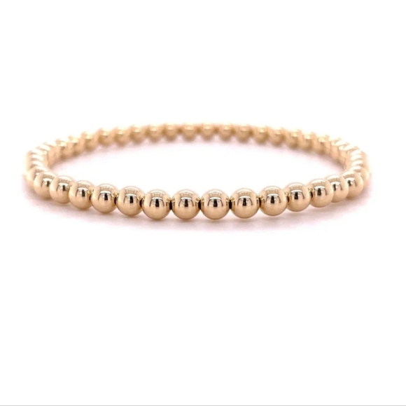 NIB Louise Carter 6mm Caicos Beaded Bracelet 18k Gold Plated Strechy - Picture 1 of 4